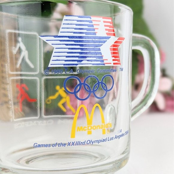 Vintage 1984 Summer Olympics Clear Glass Mug McDonalds Collector Cup Los Angeles - Picture 3 of 7